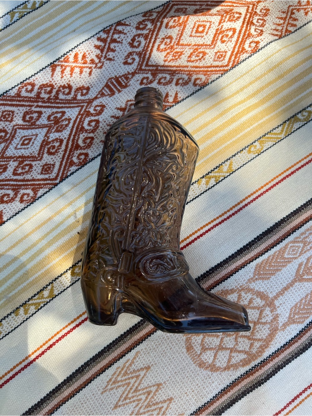 Brown Glass Cowboy Boot Bottle
